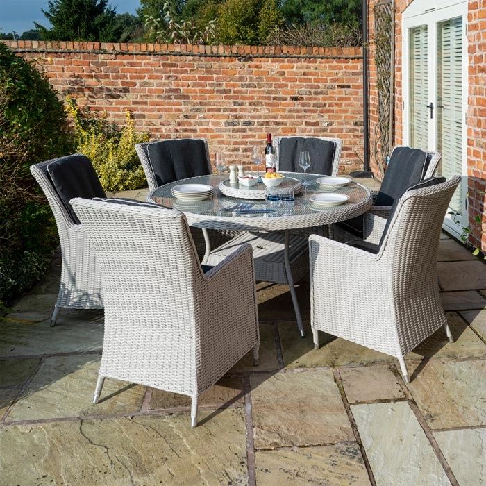 Midland Garden Furniture Hanover 6 Seater Circular Dinning Set PUTTY GREY